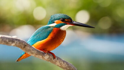 Regal Elegance: Colorful Kingfisher Flaunting Its Long Black Beak