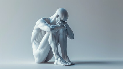 Obraz premium White Statue of an Angel Sitting on the Ground