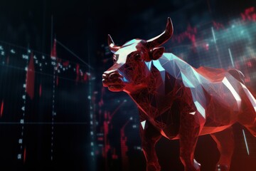 Red stock market charts going up bull bullish concept, finance financial bank crypto investment growth background pattern with copy space for design  - obrazy, fototapety, plakaty