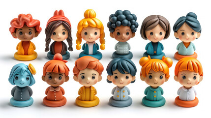 Group of Small Toy Figurines of Children