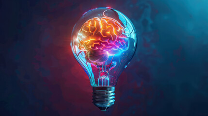 Brain in Light Bulb: Illuminating Intelligence - obrazy, fototapety, plakaty