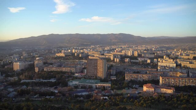 Residential area of Tbilisi, multi-storey buildings in Tbilisi