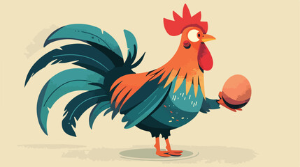 Strong rooster with egg on right hand illustration