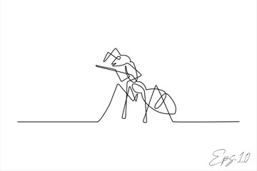 continuous line art drawing of ant animal