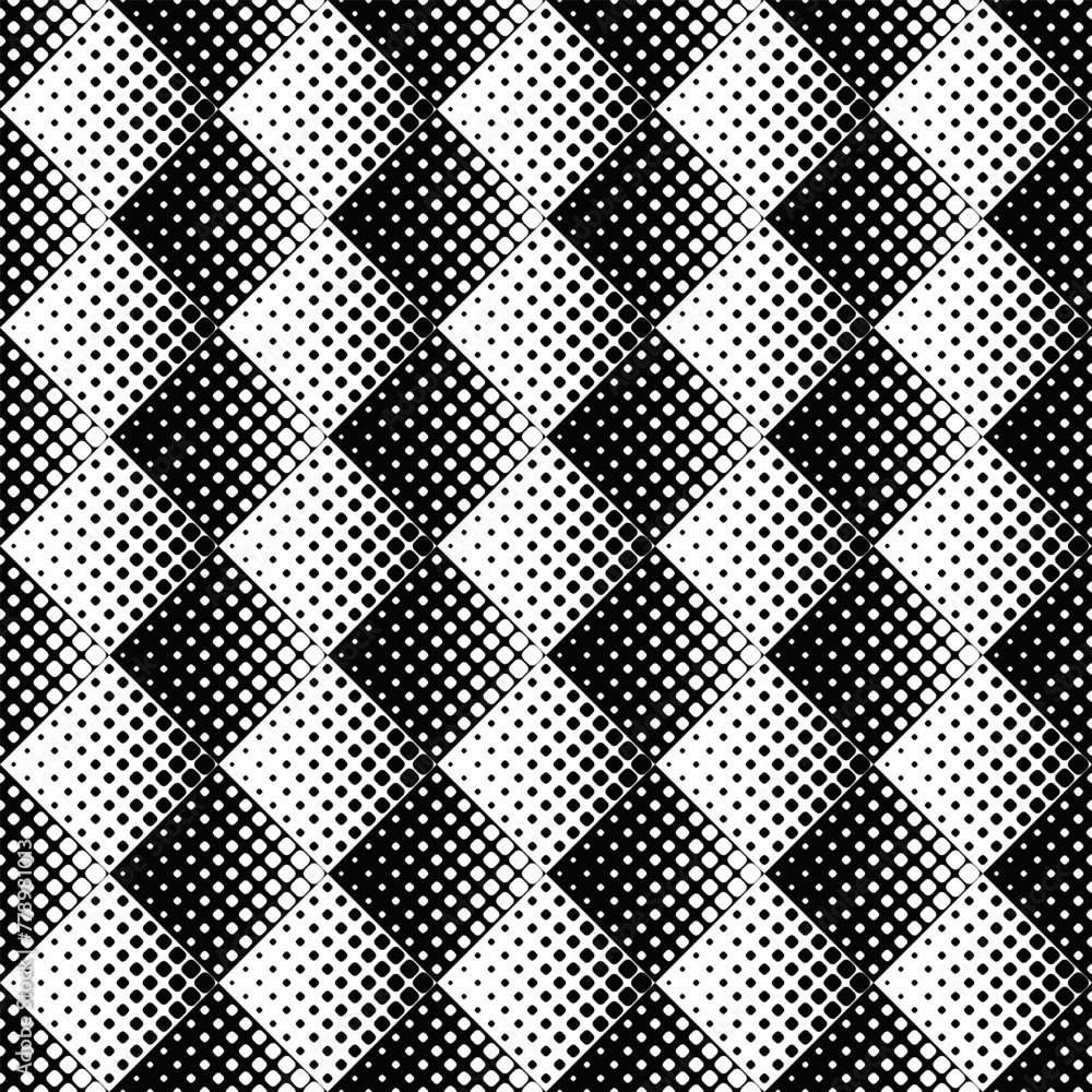 Wall mural Geometrical square pattern background - abstract monochrome vector design from rounded squares