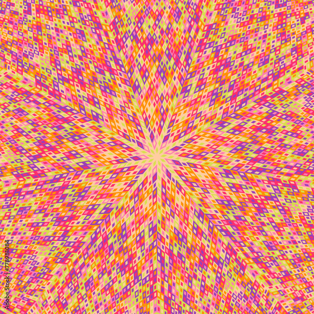 Poster geometrical dynamic mosaic background - circular colorful abstract hypnotic vector graphic design