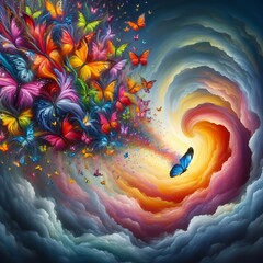 Colorful butterfly vortex unleashes fantasy