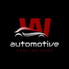 Letter W Car Automotive Logo Design Vector