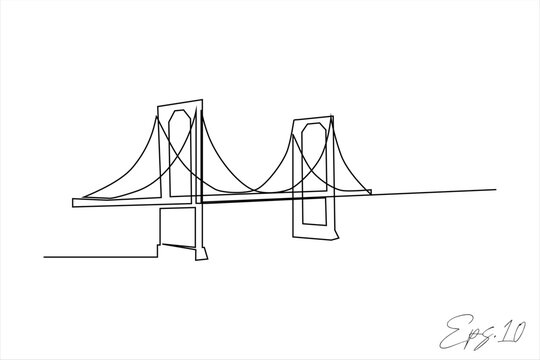 continuous line art drawing of iron bridge