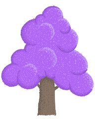 Purple tree isolated on white. Hand drawn tree with purple leaves or flowers - 778981669