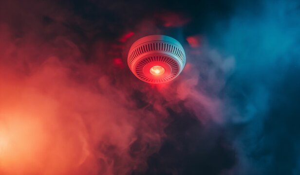 Red blinking smoke detector photo