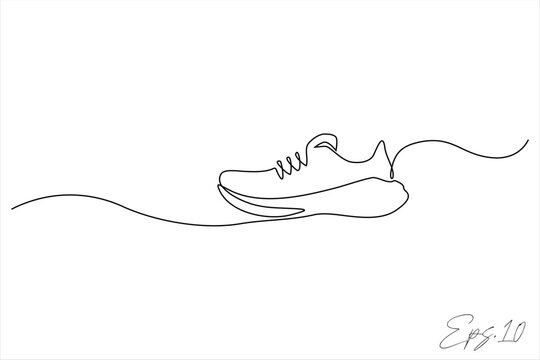 continuous line art drawing of sports shoes