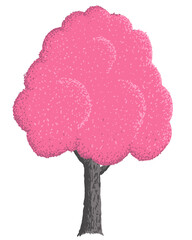 Pink tree isolated on white background. Abstract hand drawn sakura tree - 778981878