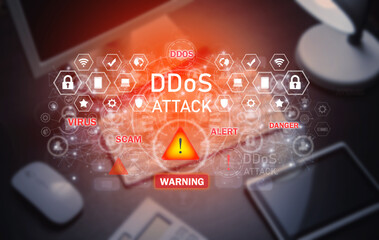 DDoS Attack concept. Cyber crime. Technology. Internet