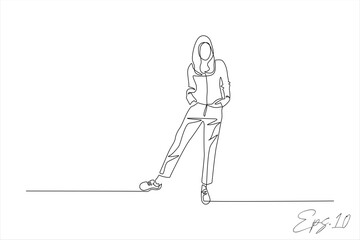 Stylish woman continuous line art drawing