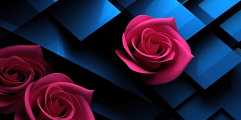 Rose and black modern abstract squares background with dark background in blue striped in the style of futuristic chromatic waves, colorful minimalism pattern 