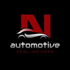 Letter N Car Automotive Logo Design Vector