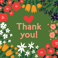 Thank you. Vector postcard. Spring flowers. - 778983040