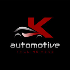 Letter K Car Automotive Logo Design Vector