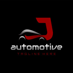 Letter J Car Automotive Logo Design Vector