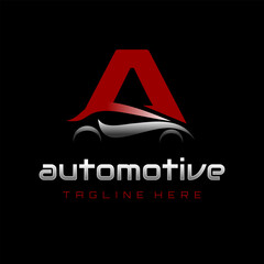 Letter A Car Automotive Logo Design Vector