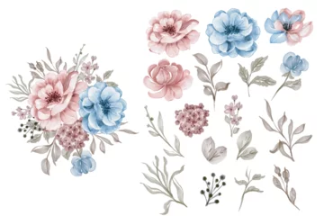 Meubelstickers hand drawn flat design flower arrangement collection © Sohail