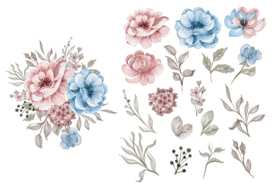 hand drawn flat design flower arrangement collection