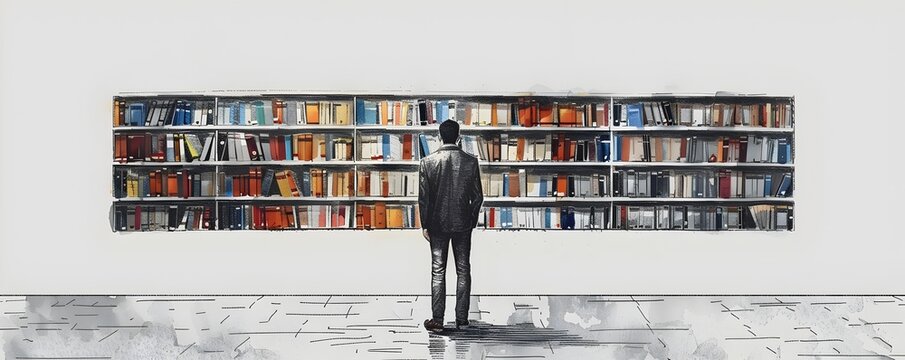 Committed Business Professional Immersed in Private Library Dedicated to Continuous Learning and Growth