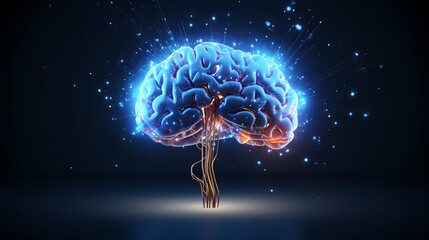 Brain, digital AI concept