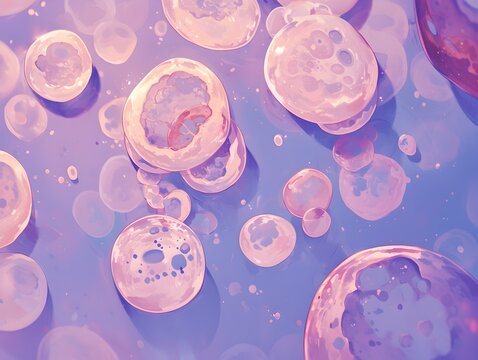 Podocytes Maintaining Slit in a Dynamic Pastel Purple and Grey Regulation Showcasing Clear Function in Soft Focus