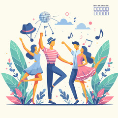 Flat illustration for international dance day celebration