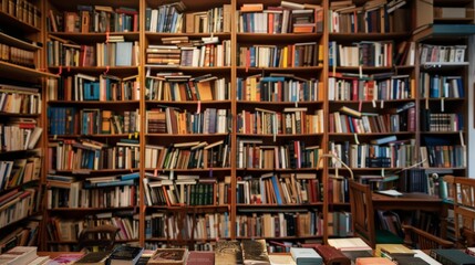 A home library where AI sorts and suggests books based on moods and interests, integrating AI into personal growth and learning.