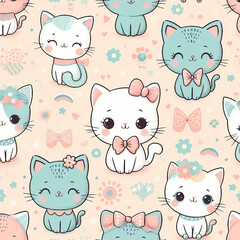 Cats themed Colorful cute baby and children patterns