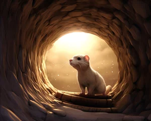 Rollo Ferret soul sneaks through the afterlife's tunnels, finding hidden treasures, realistic ,  cinematic style. © SalineeChot