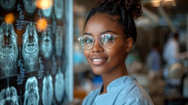 With a keen eye, the dentist reviews the dental x-ray, identifying caries, fractures, and abnormalities, crucial for delivering effective oral health care tailored to the patient's needs.
- Powered by Adobe