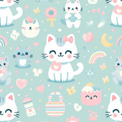 Cats themed Colorful cute baby and children patterns