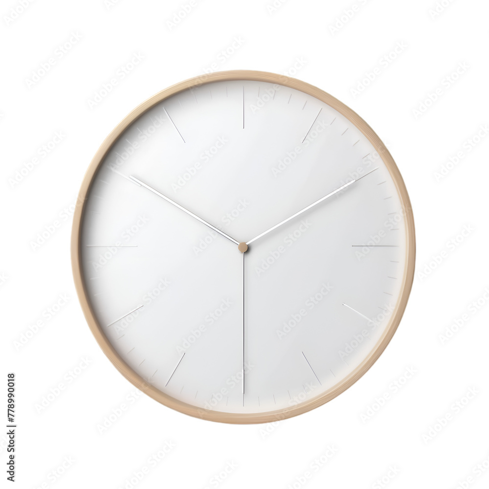 Poster white clock with brown frame clock with white background. generative ai