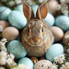 Fototapeta na wymiar rabbit and easter eggs