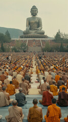 Worshippers celebrating Buddha Purnima