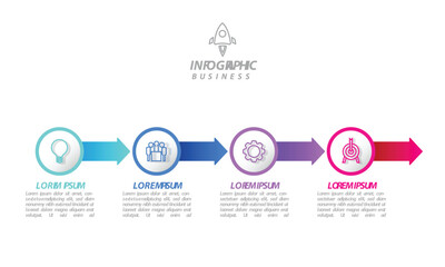 Vector infographic business presentation template connected with 4 options