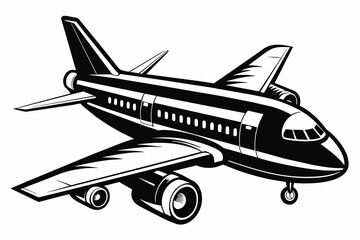 Fototapeta na wymiar airplane-with-black-and-white-color vector illustration 
