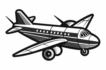 Fototapeta na wymiar airplane-with-black-and-white-color vector illustration 