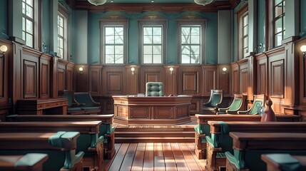 A courtroom scene depicting legal consequences of substance abuse - obrazy, fototapety, plakaty