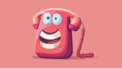 Telephone receiver character cartoon 2d flat cartoo - obrazy, fototapety, plakaty