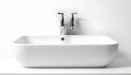White sink and faucet on white background 2