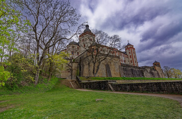 A beautiful day in the medieval city of Wurzburg on a rainy day.