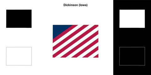 Dickinson County (Iowa) outline map set