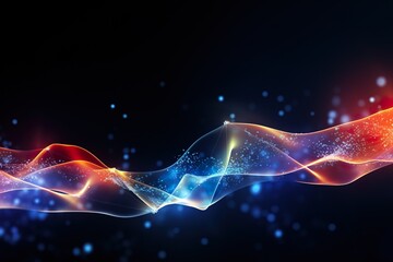 Abstract background with neural network waves wallpaper, illustration.