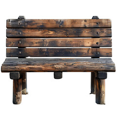Wooden bench PNG. Old garden bench isolated. Rustic wooden bench used in gardens PNG