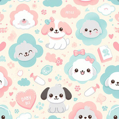 Dogs themed Colorful cute baby and children patterns